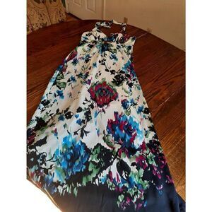 Size 8 Dressbarn Floral Maxi Long Halter Dress Lined Sleeveless Blue Pink Green